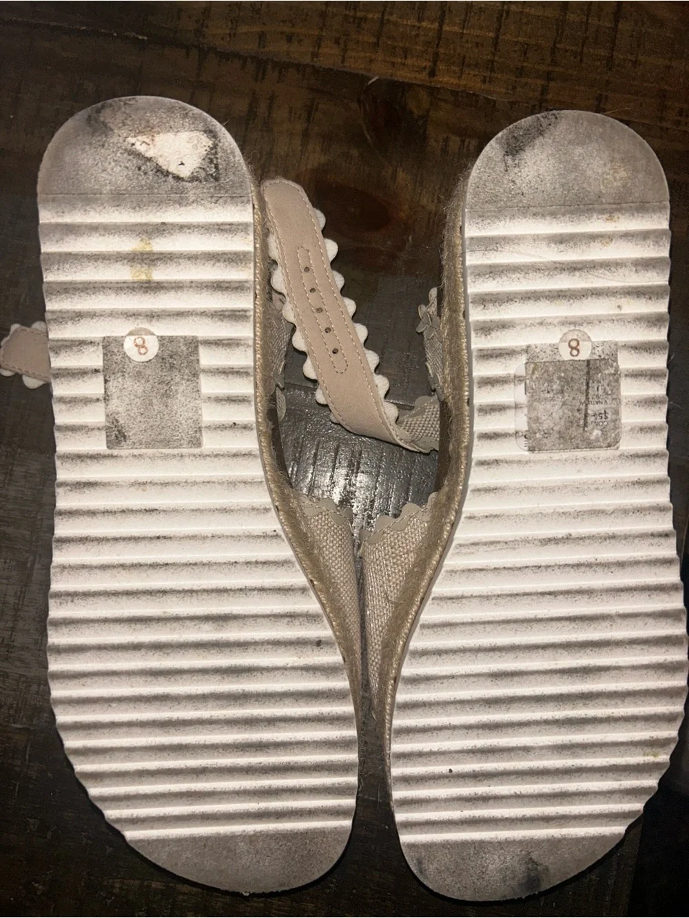 Scalloped Strap Women’s Sandals in Light Cream